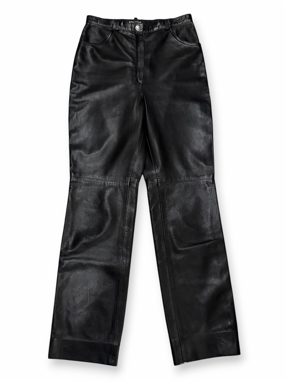 Vintage ESCADA Pants Women’s Lamb Leather Straight Leg Trouser Black